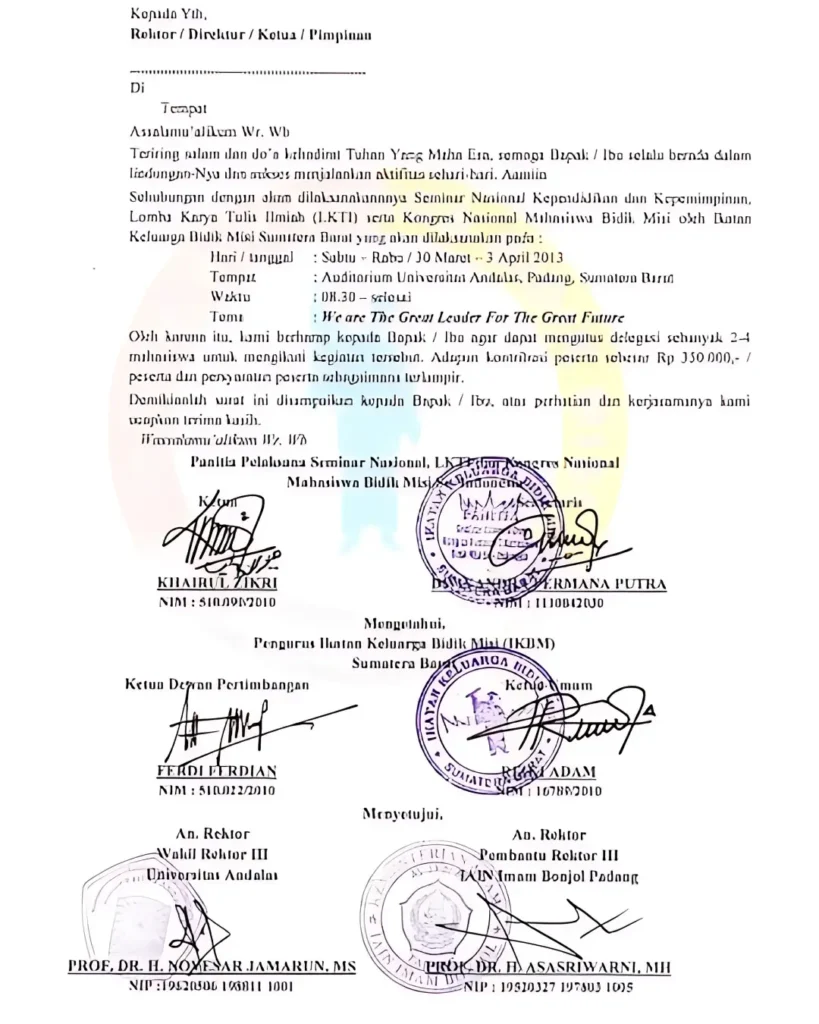 penempatan stempel yang benar
