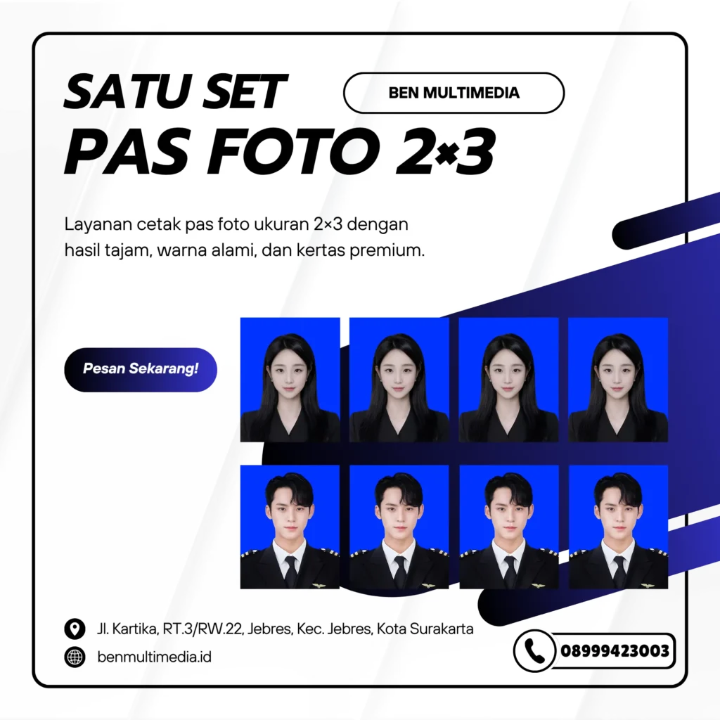 Layanan Cetak Pasfoto Sangkrah Terpercaya dan Hemat 3 Pas Foto 2x3 Surakarta