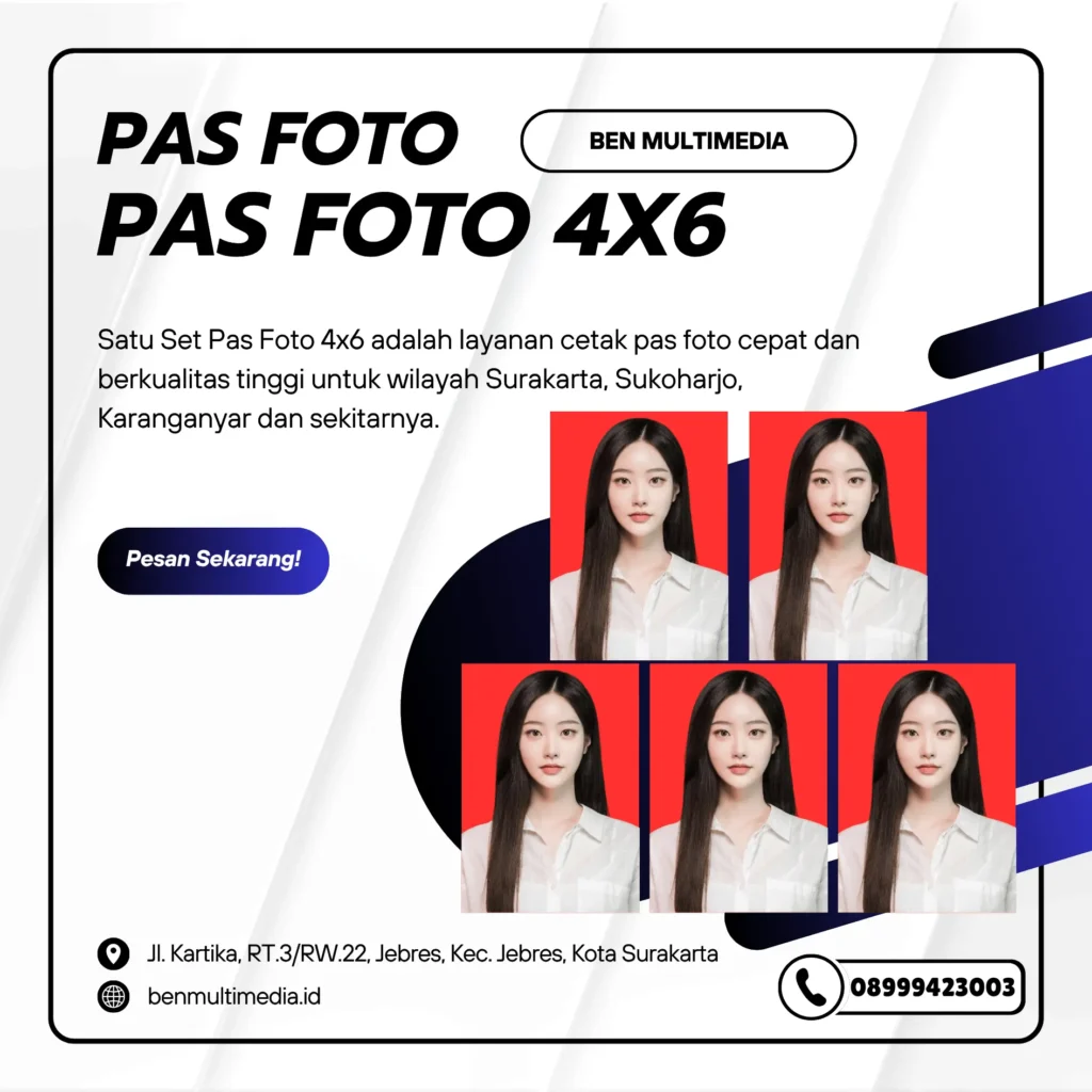 Layanan Cetak Pasfoto Sangkrah Terpercaya dan Hemat 5 Satu Set Pas Foto 4x6