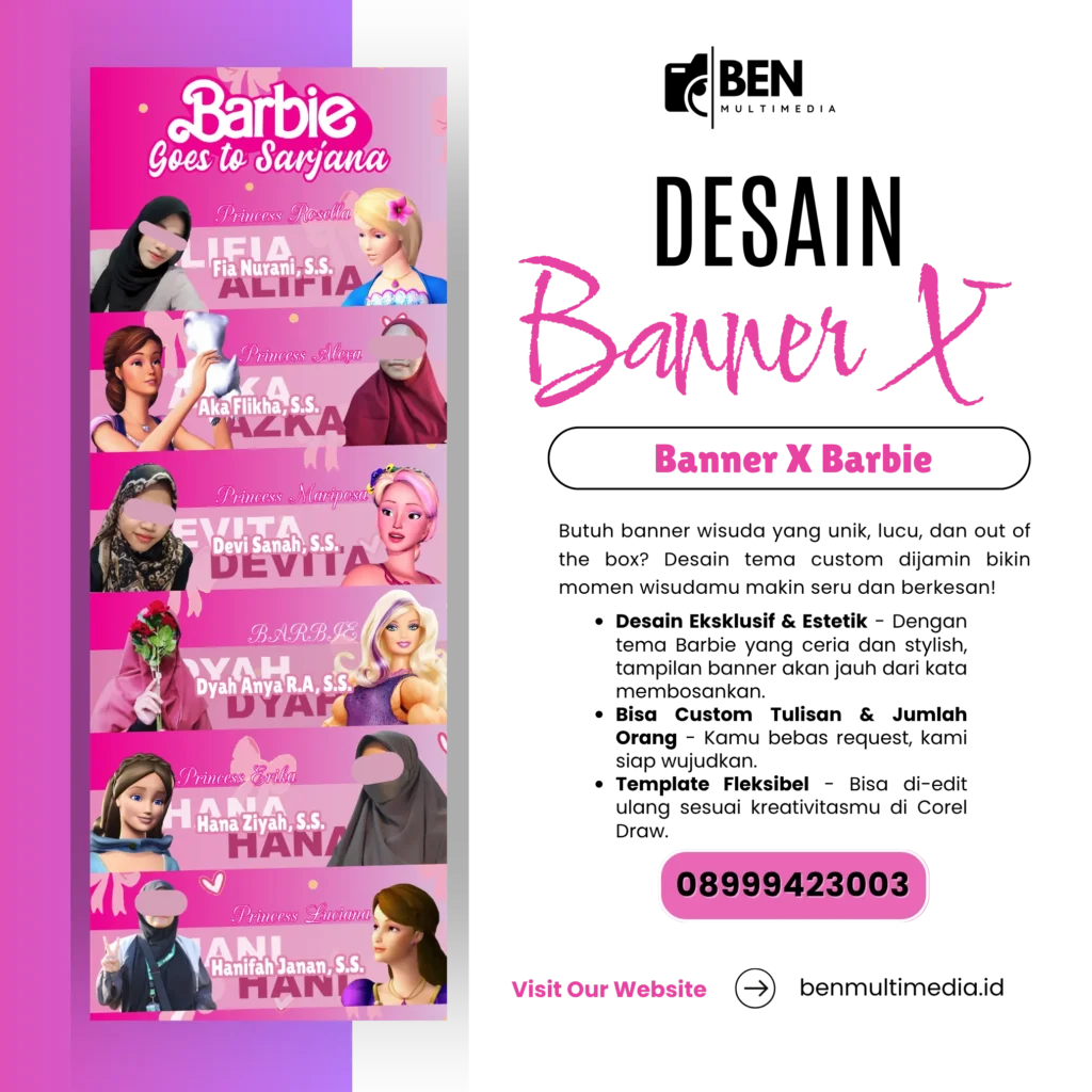 Jasa Desain Banner Wisuda Tema Barbie