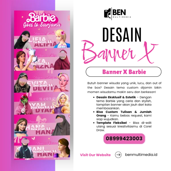 Jasa Desain Banner Wisuda Tema Barbie