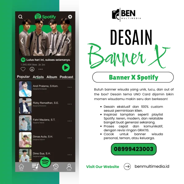 Jasa Desain Banner Wisuda Tema Spotify Play