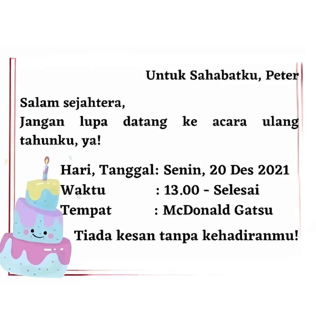 Contoh Gambar Surat Undangan Tidak Resmi