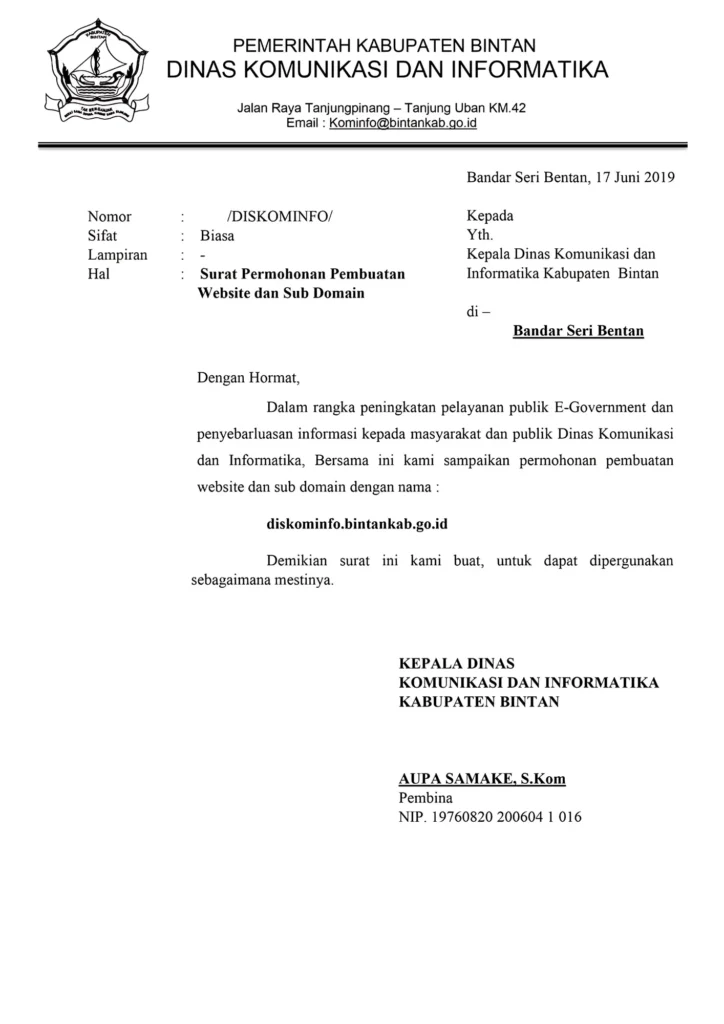 Contoh Struktur Surat Dinas