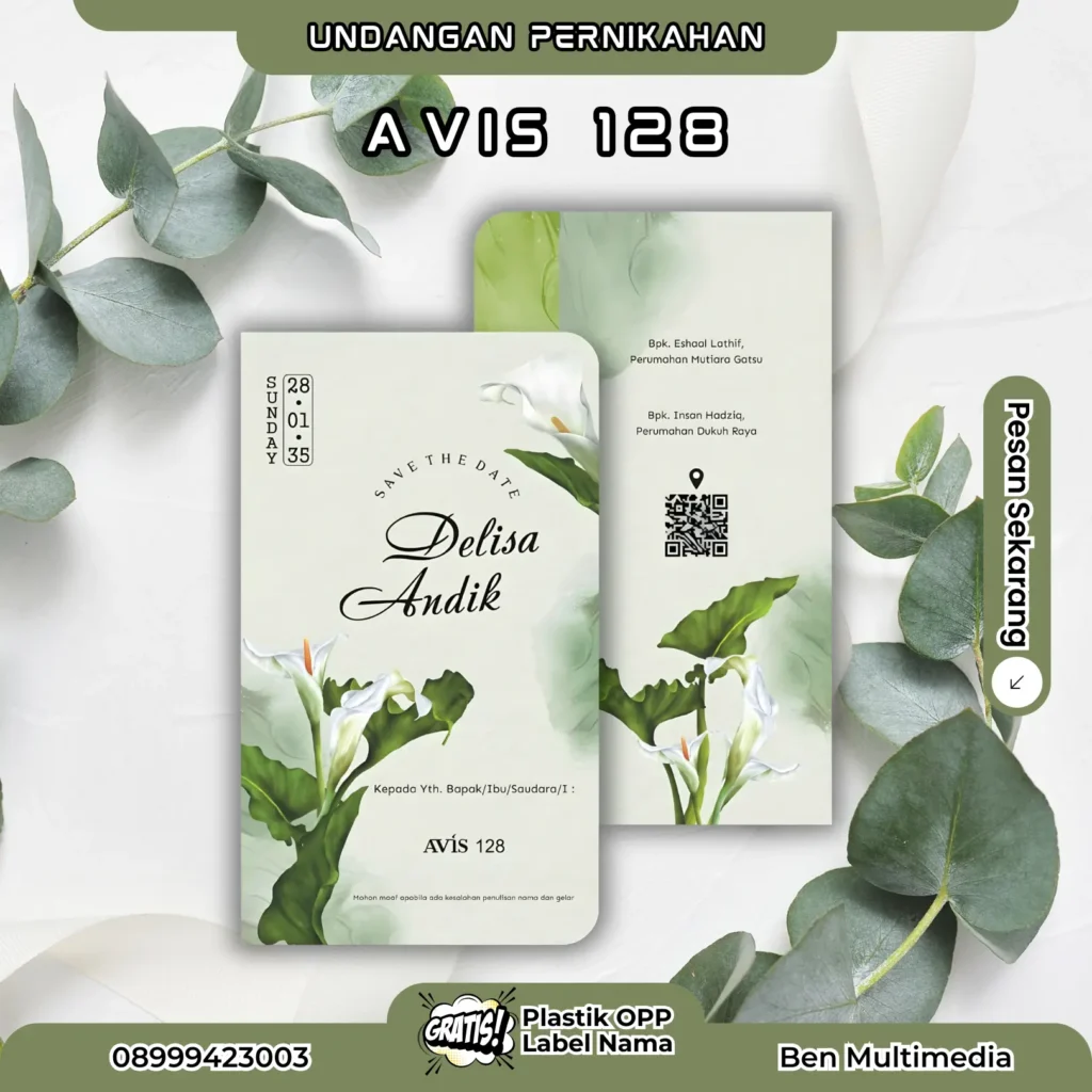 Template Undangan Pernikahan Avis 128-132 CorelDRAW 2 Cetak Undangan Pernikahan AVIS 128