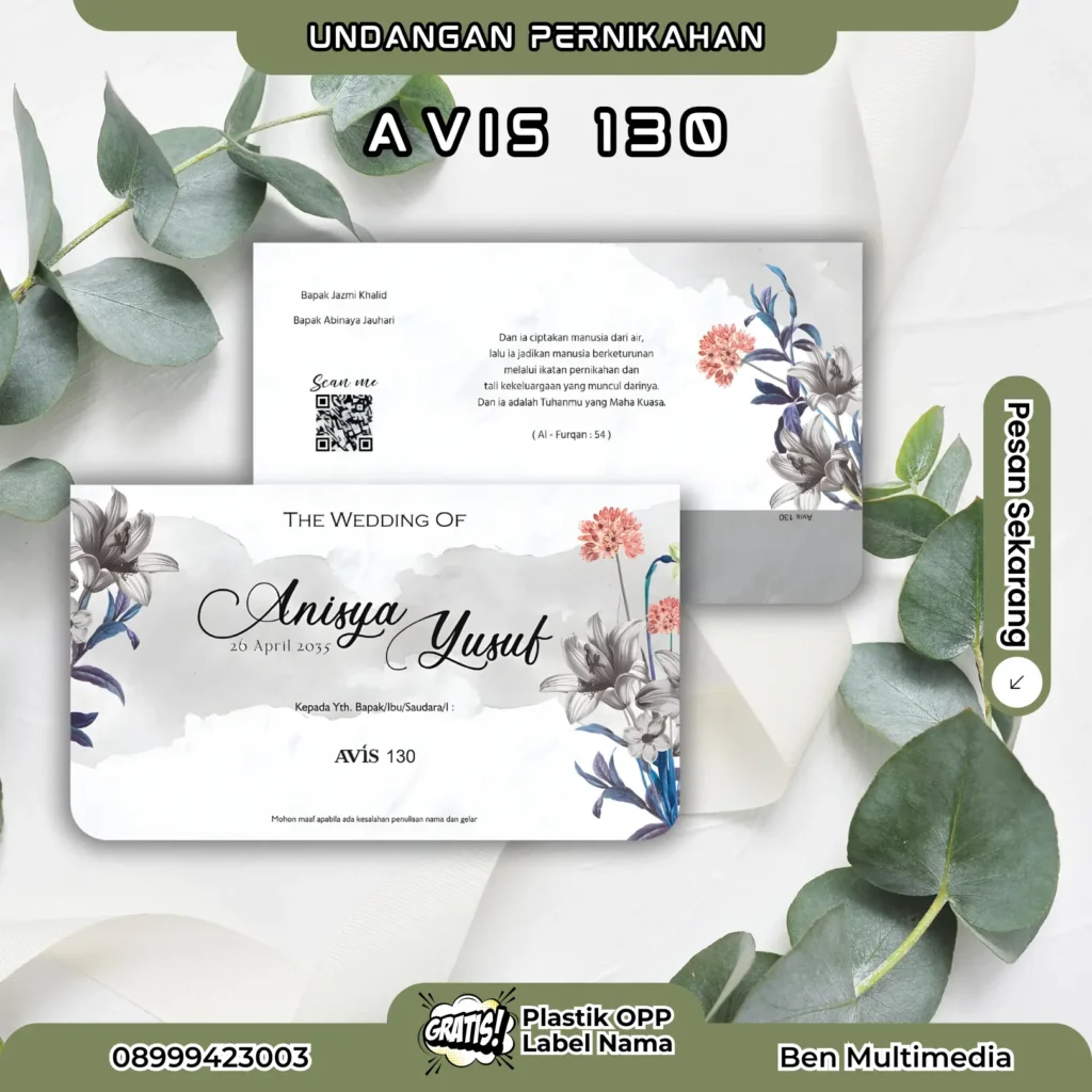 Template Undangan Pernikahan Avis 128-132 CorelDRAW 4 Cetak Undangan Pernikahan AVIS 130