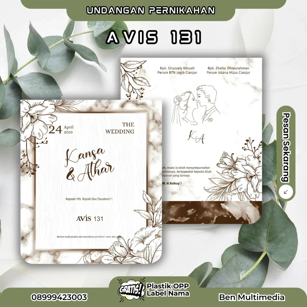 Template Undangan Pernikahan Avis 128-132 CorelDRAW 5 Cetak Undangan Pernikahan AVIS 131