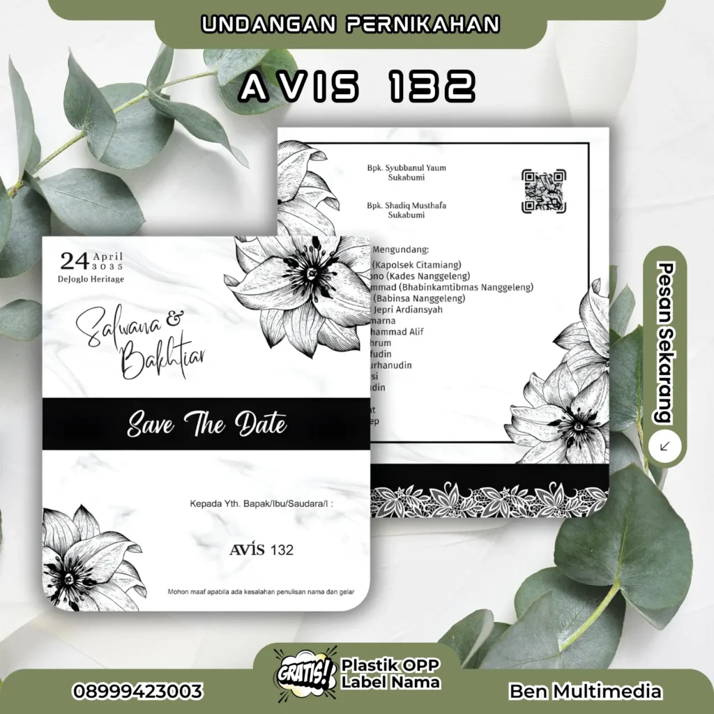Template Undangan Pernikahan Avis 128-132 CorelDRAW 6 Cetak Undangan Pernikahan AVIS 132