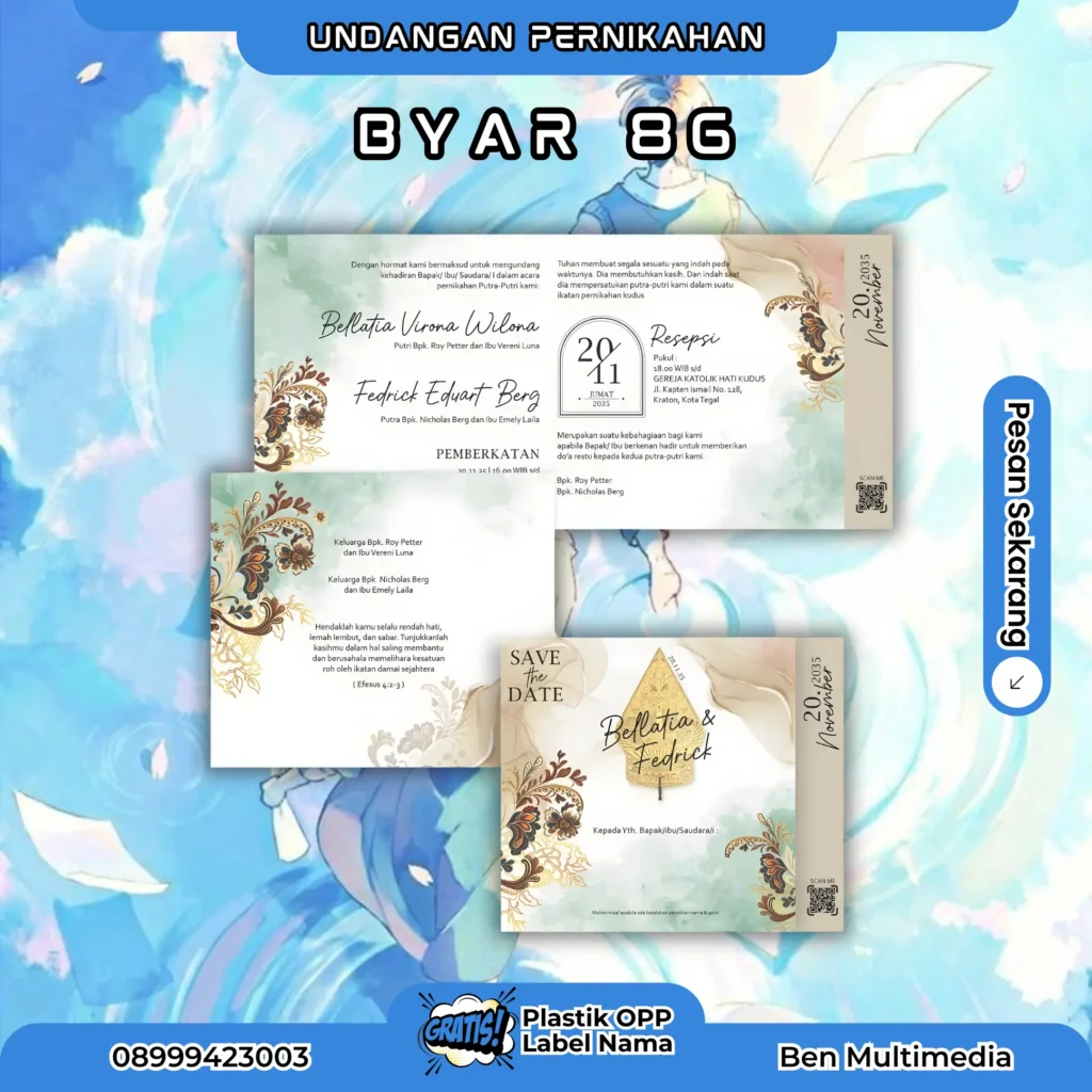 File Undangan Byar 85-90 CorelDRAW Siap Cetak Free Font 3 Jasa Cetak BYAR 86 Undangan Pernikahan