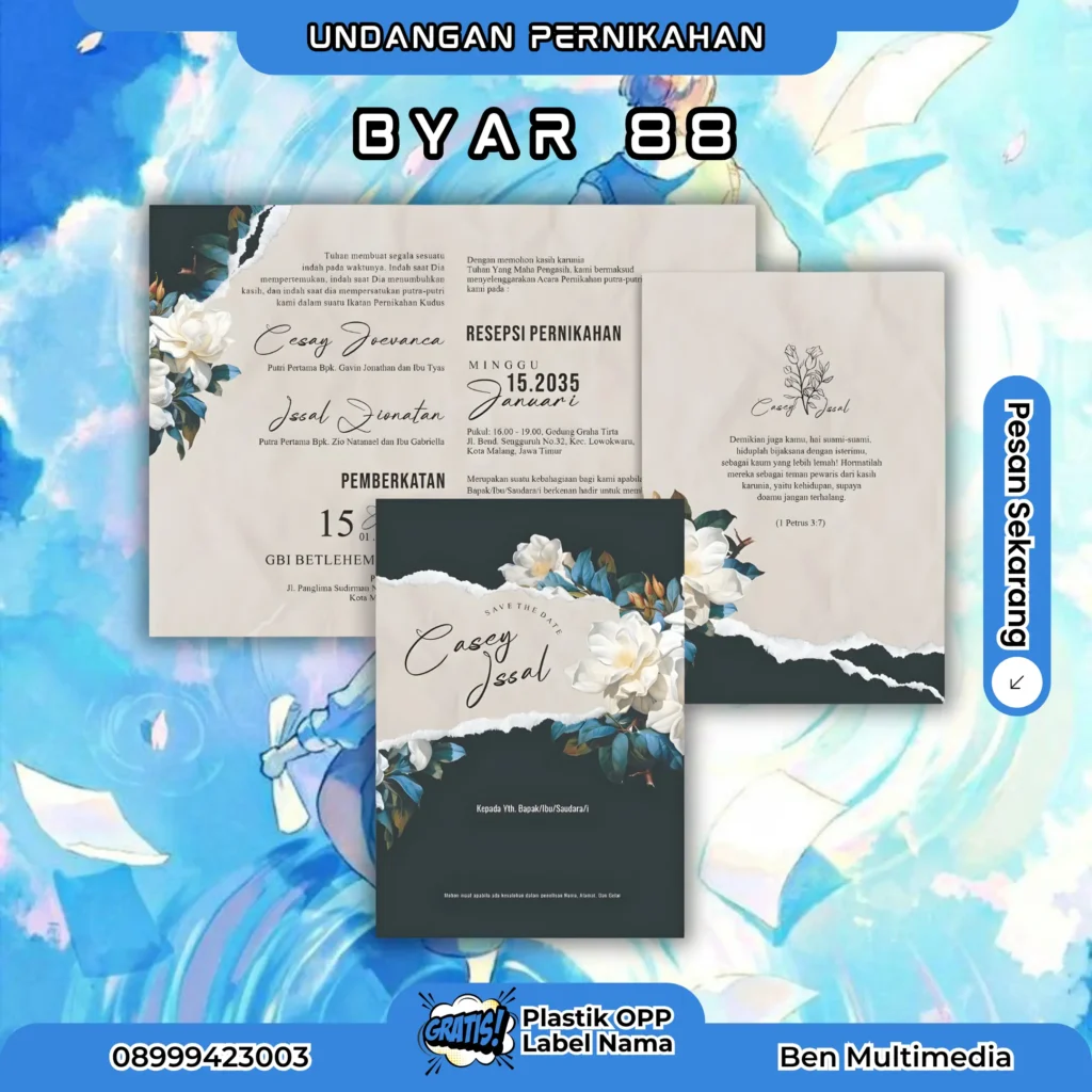 File Undangan Byar 85-90 CorelDRAW Siap Cetak Free Font 5 Jasa Cetak BYAR 88 Undangan Pernikahan
