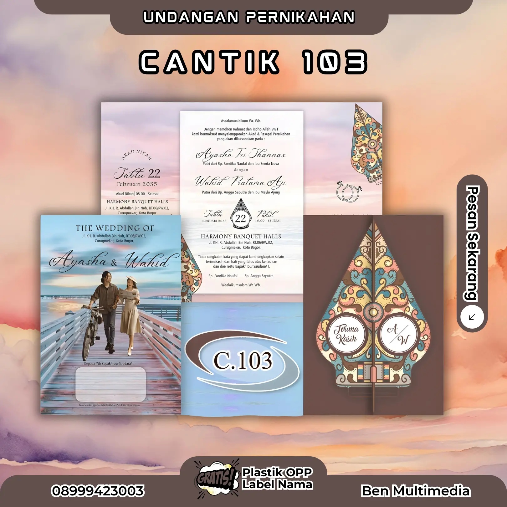 Cetak Undangan Seri Cantik 103