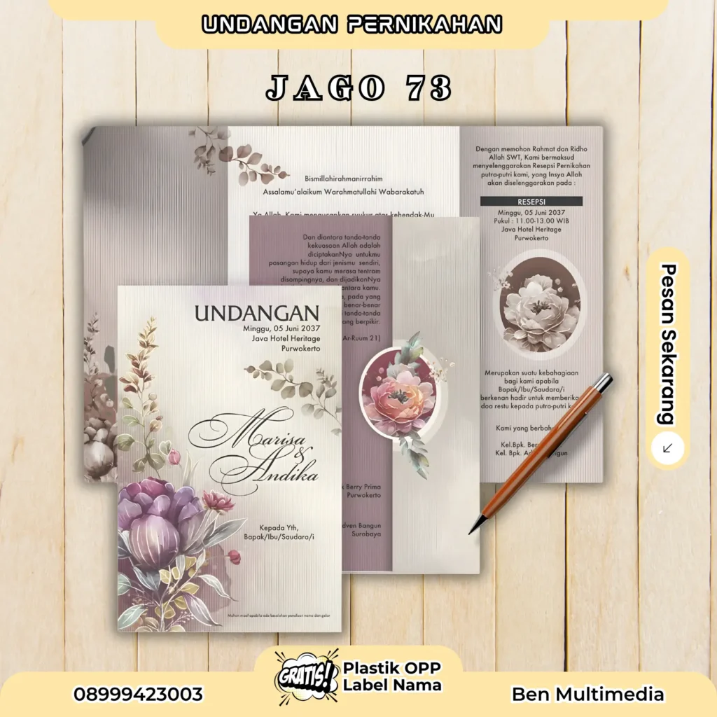 File Setting Undangan Jago 69-74 CDR Lengkap Siap Cetak 6 Cetak Undangan Pernikahan Jago 73