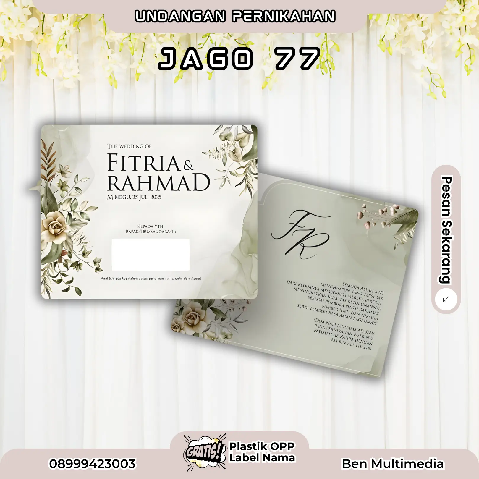 Cetak Undangan Pernikahan Seri Jago 77