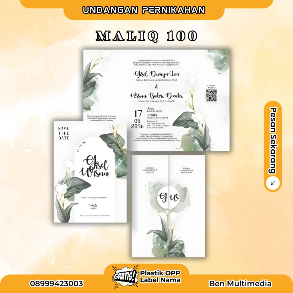 Cetak Undangan Pernikahan Maliq 100
