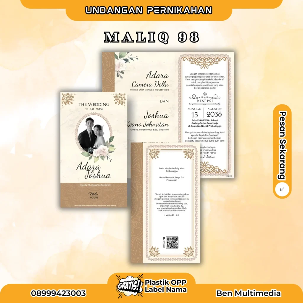 Cetak Undangan Pernikahan Maliq 98