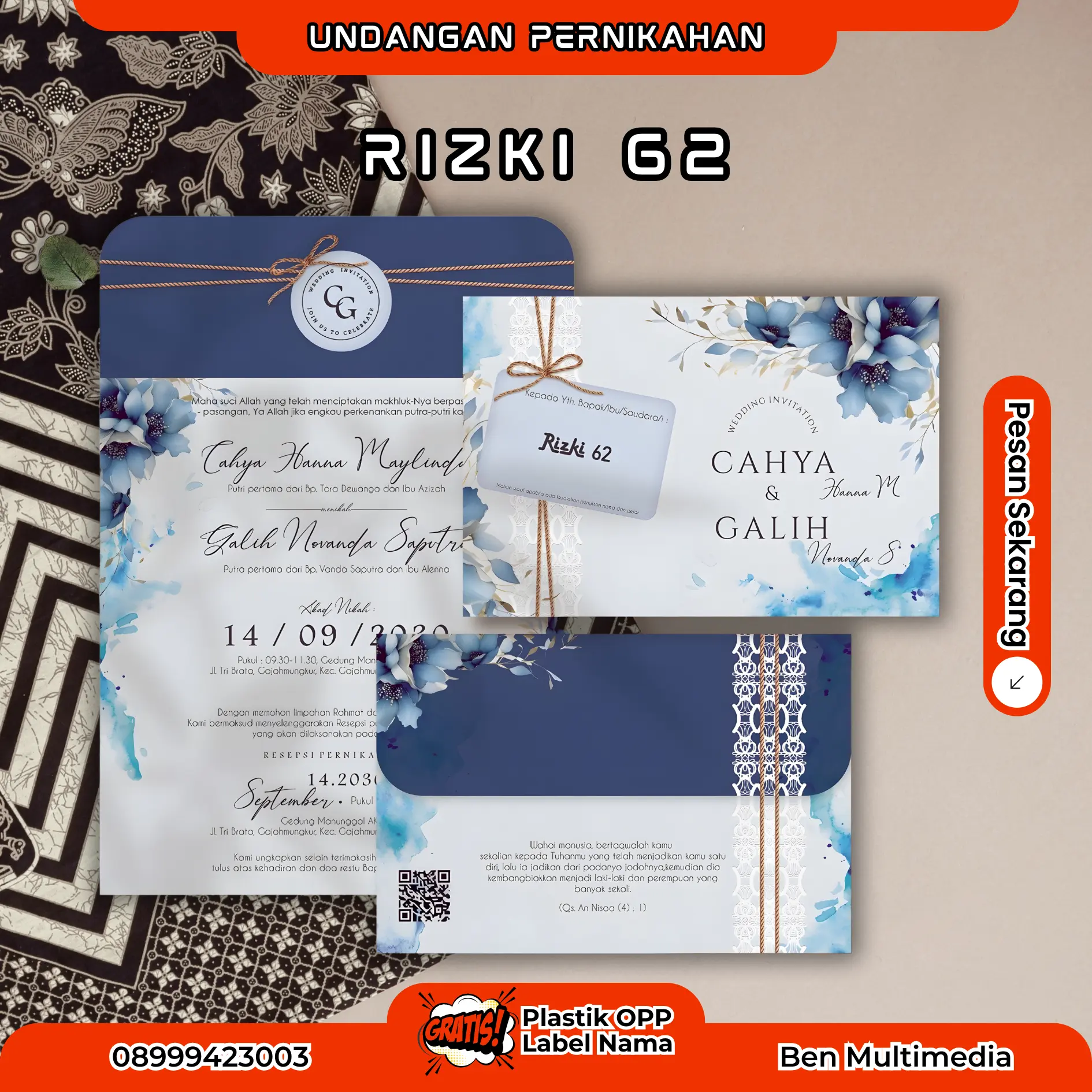 Jasa Cetak Undangan Pernikahan Rizki 62