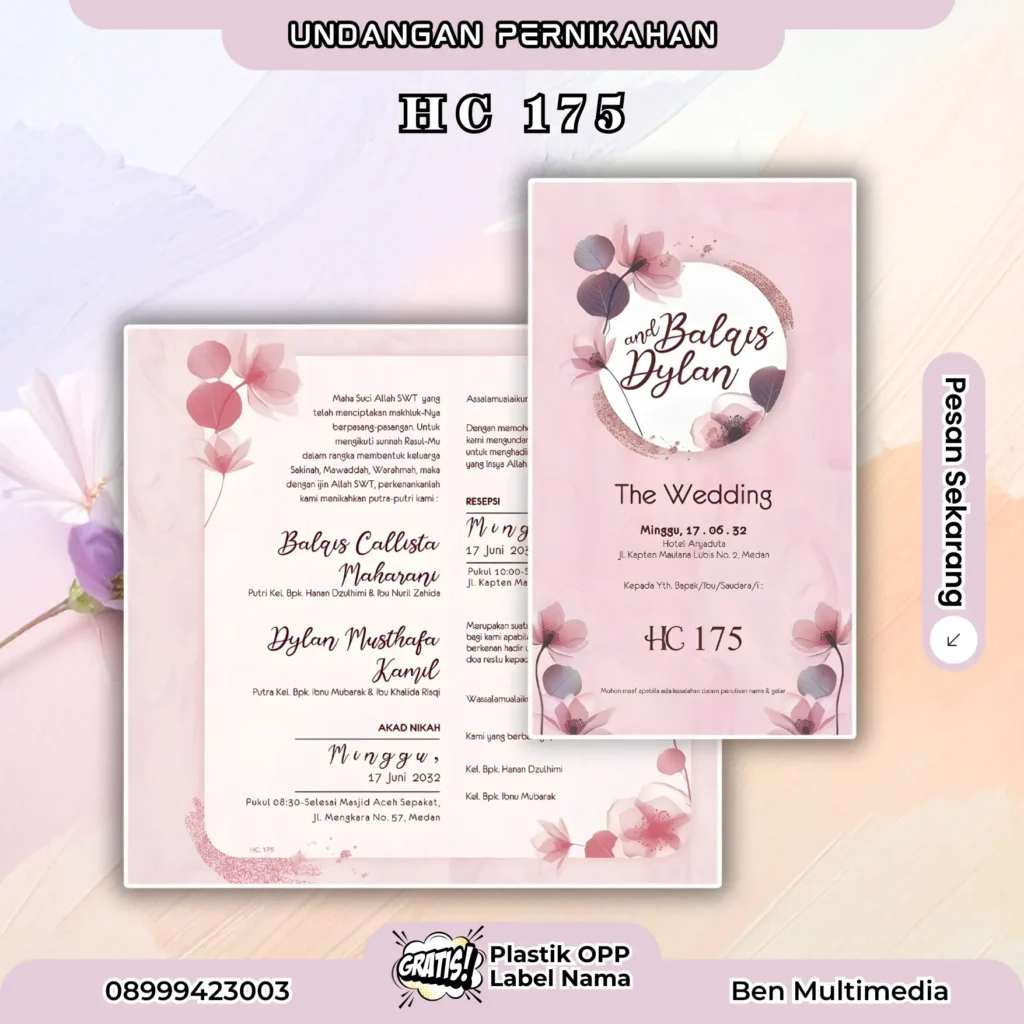 File Undangan Pernikahan HC 173-178 CDR Mudah Diedit 4 Jasa Percetakan Undangan HC 175