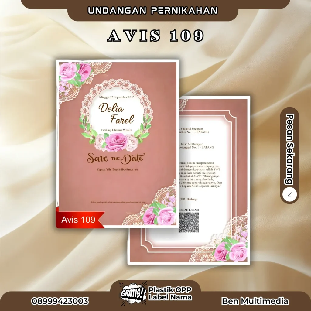 Template Blangko AVIS 106-110 File Setting Undangan Cetak 5 Cetak Blangko Pernikahan Avis 109