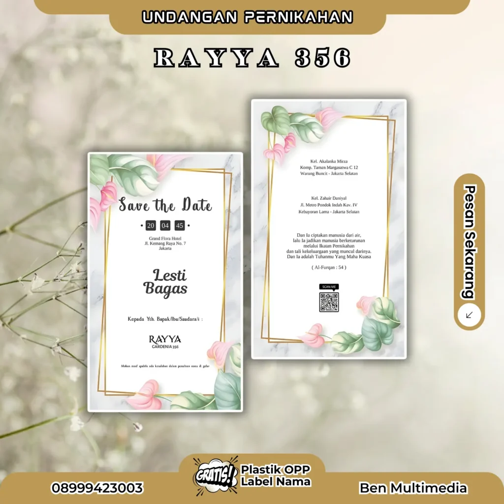 Cetak Rayya 356 Undangan Pernikahan