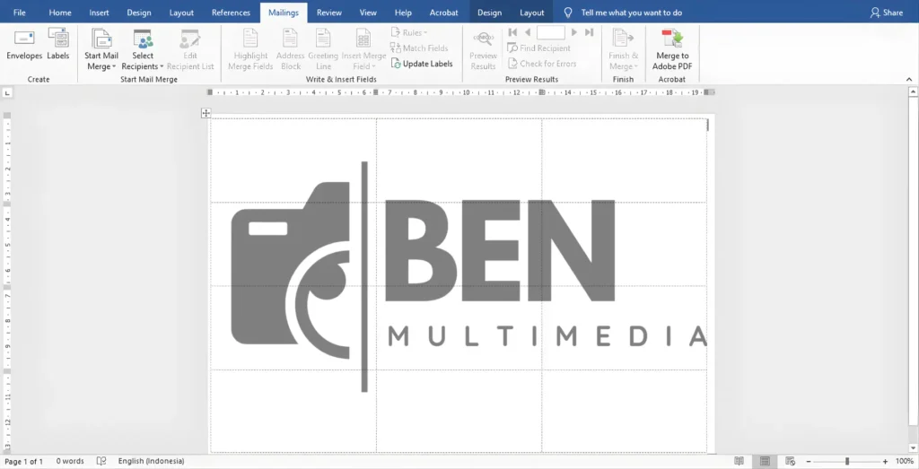 Cara Print Label Undangan 103  - Menampilkan Garis Bantu (Border) Label