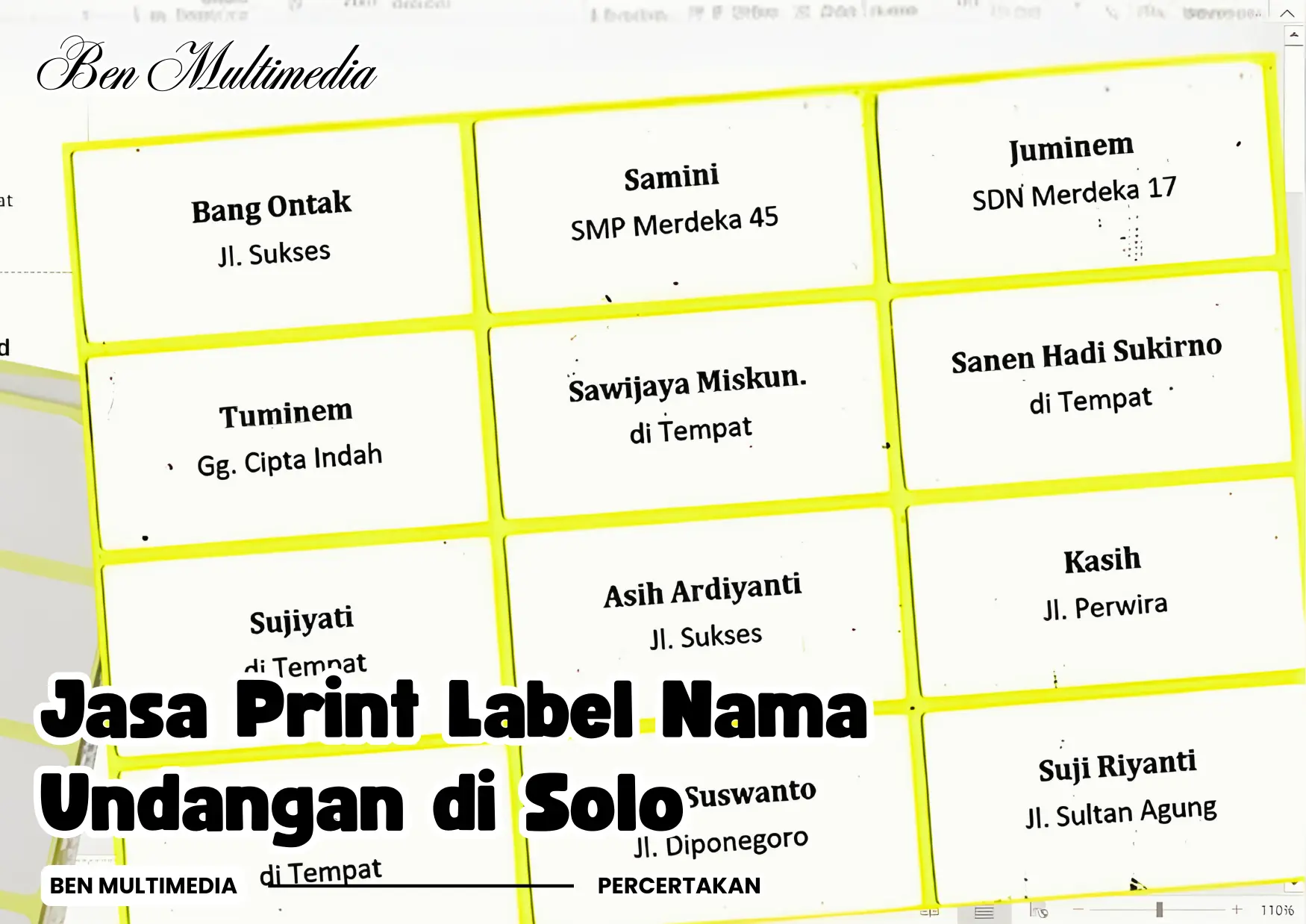 Jasa Print Label Nama Undangan di Solo