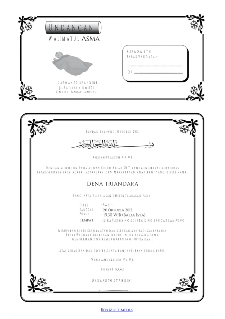 Desain Walimatul Asma - Minimal Border Elegance