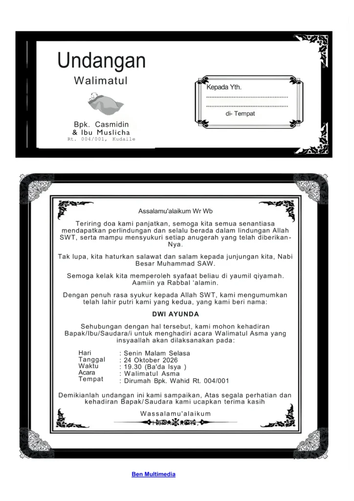 Desain Walimatul Asma - Balanced Dark Header Style