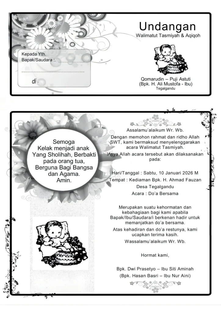 Undangan Walimatul Asma - Nuansa Klasik Monokrom