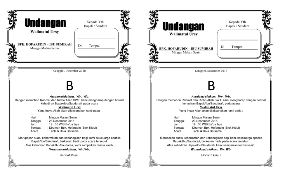 template undangan walimatul ursy doc