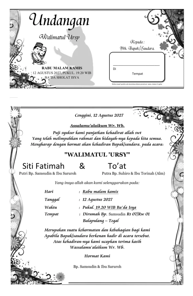 template undangan walimatul ursy
