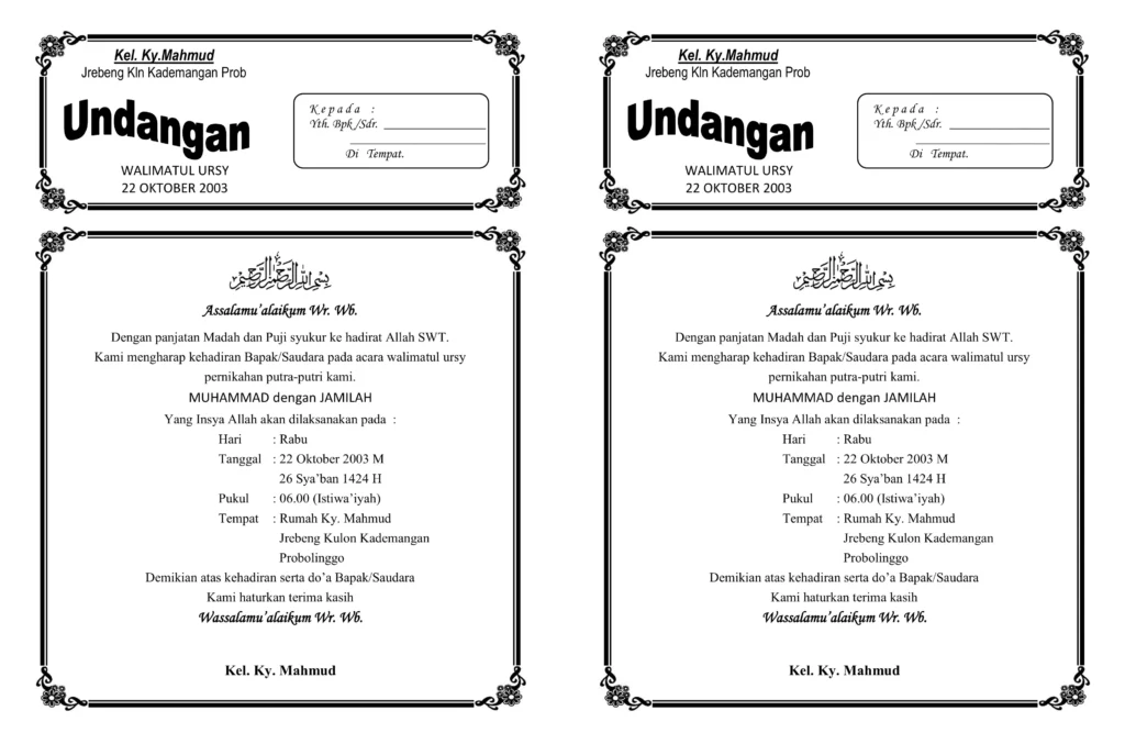 format undangan walimatul ursy doc