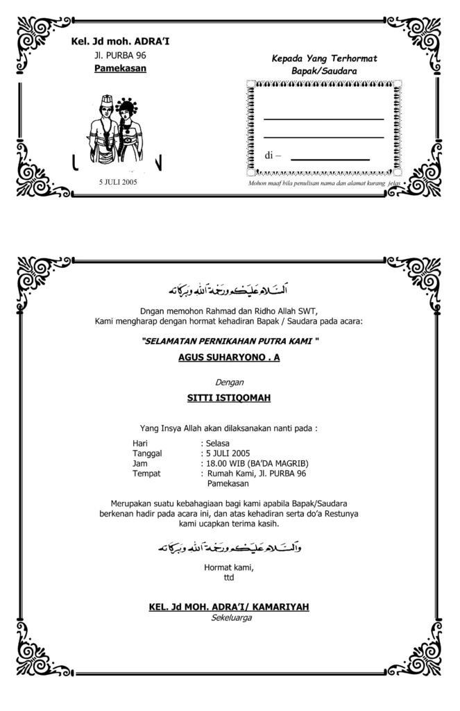 contoh undangan syukuran pernikahan format word