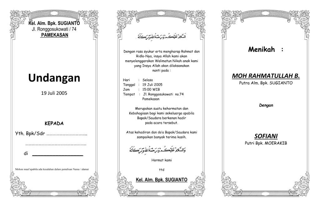 contoh undangan walimahan nikah