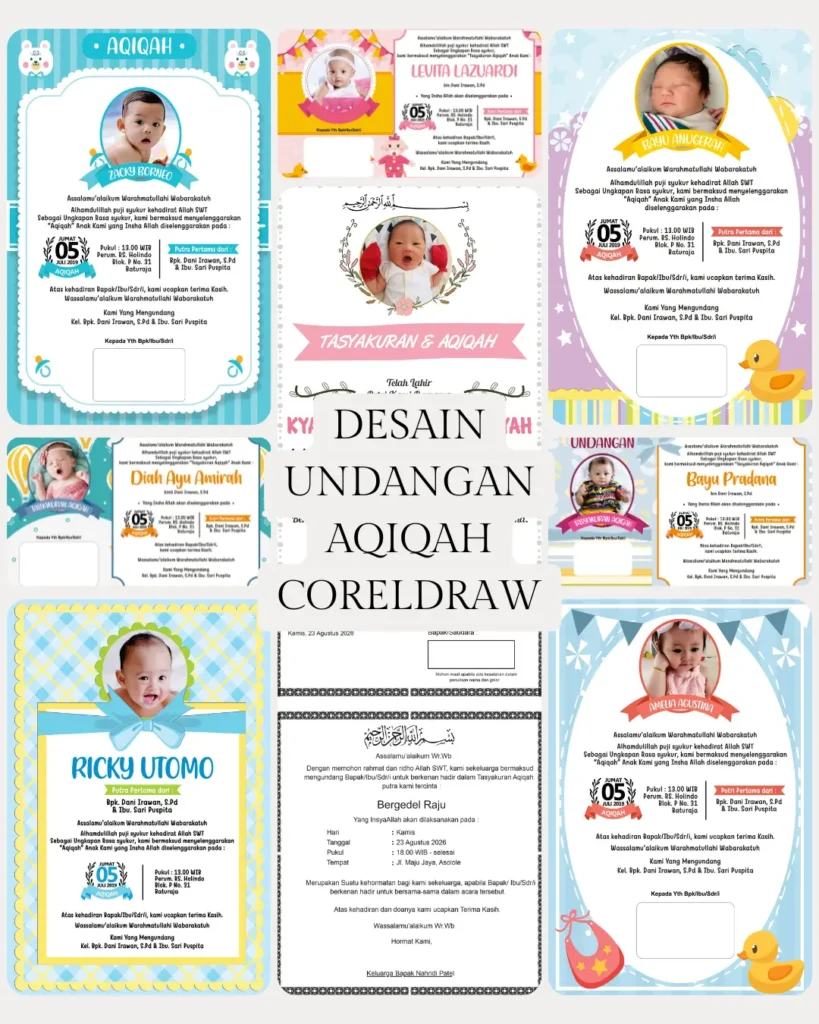 70 Desain Undangan Aqiqah CorelDRAW