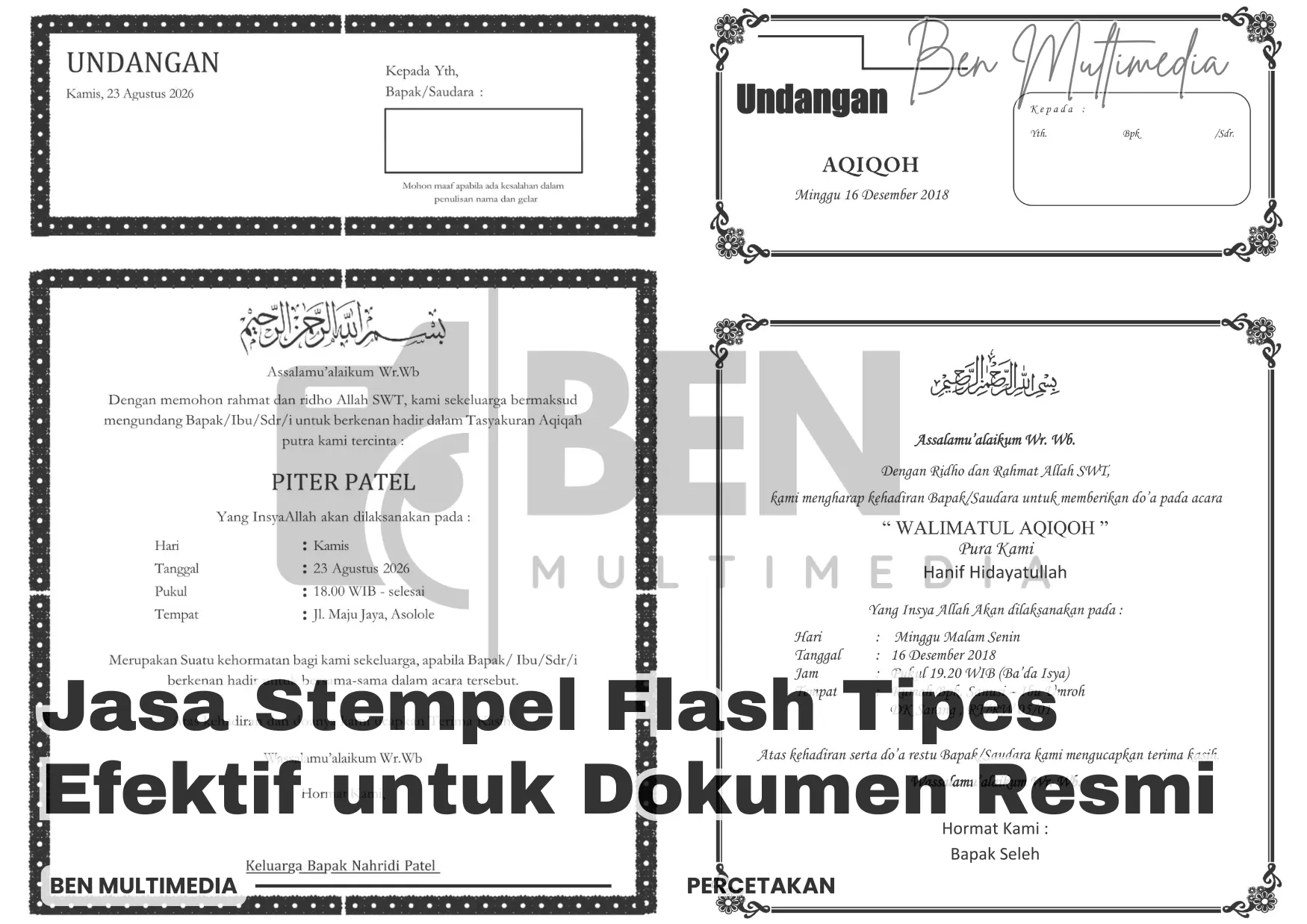 Template Undangan Aqiqah Word Hitam Putih Bisa di Edit