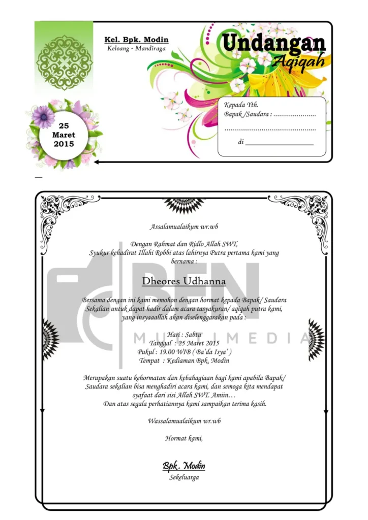 contoh undangan aqiqah word