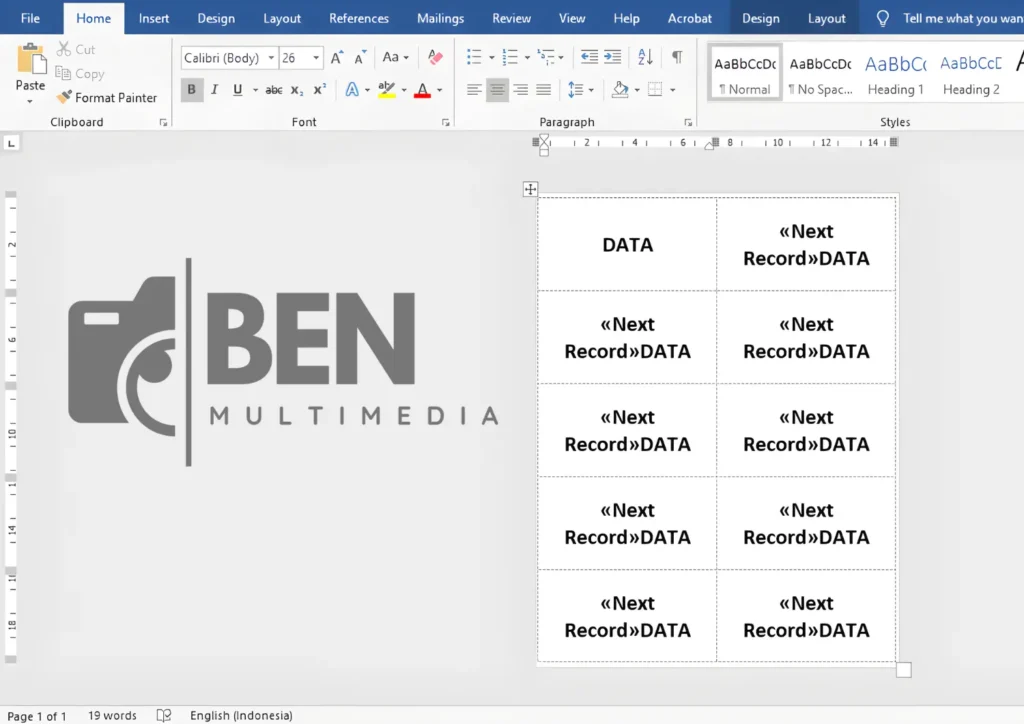 Format Label Undangan 121 Word