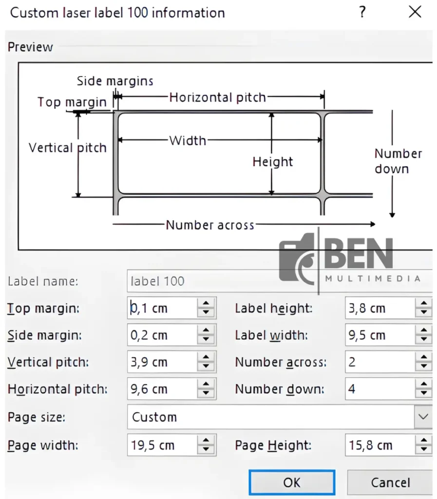 Ukuran Label no 100 Word