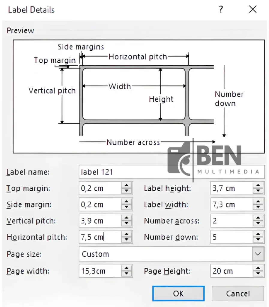 Pengaturan Ukuran Label