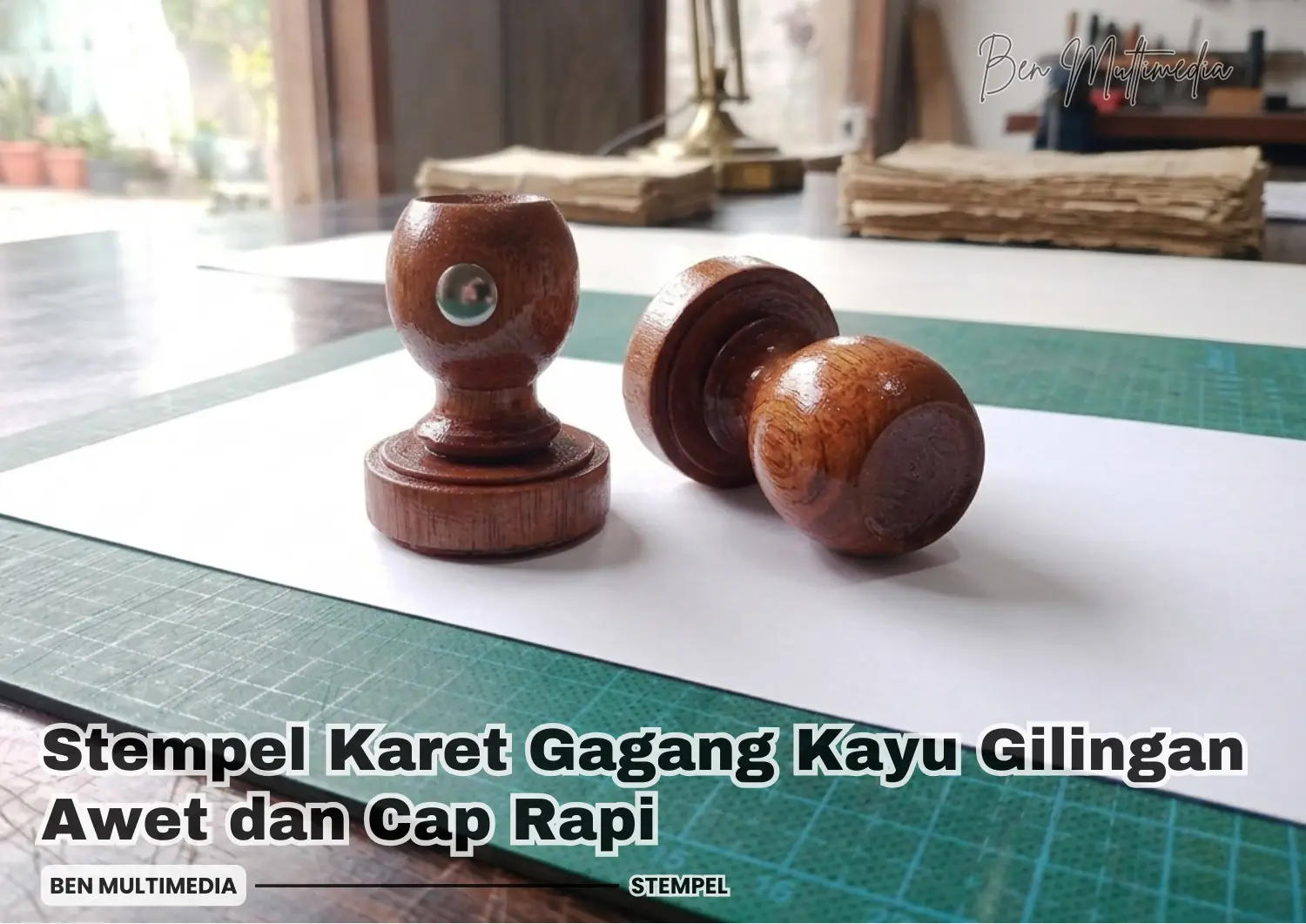 Stempel Karet Gagang Kayu Gilingan