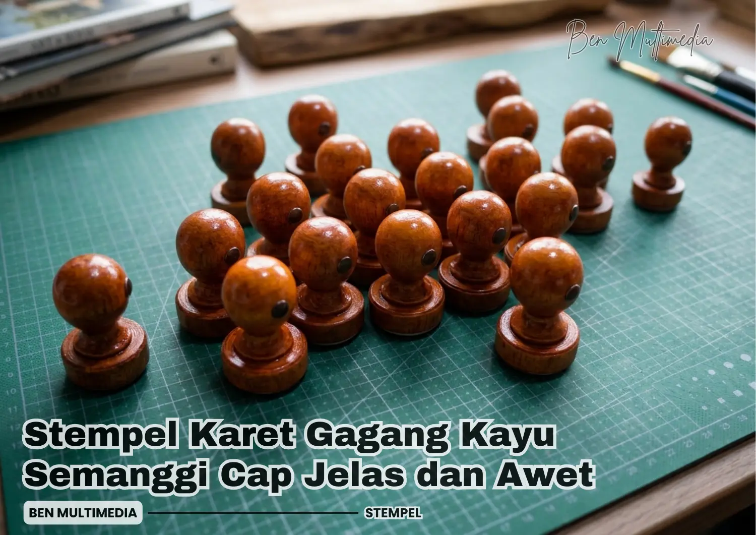 Stempel Karet Gagang Kayu Semanggi
