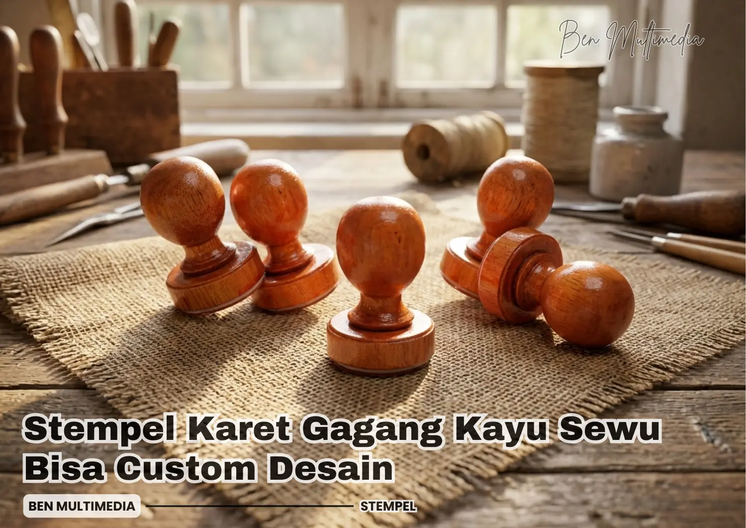 Stempel Karet Gagang Kayu Sewu