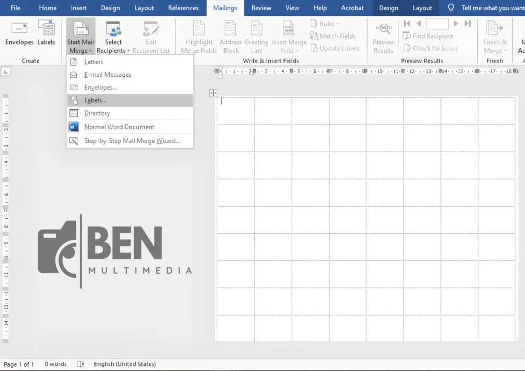 Template Label 110 Word