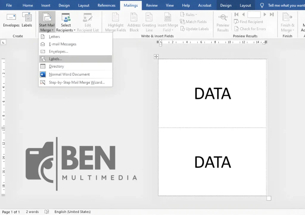 Template Label No 119 Word