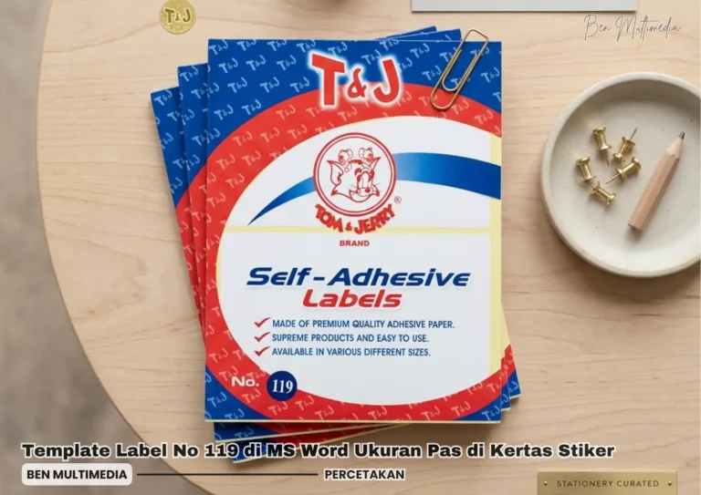 Template Label No 119 di MS Word Ukuran Pas di Kertas Stiker
