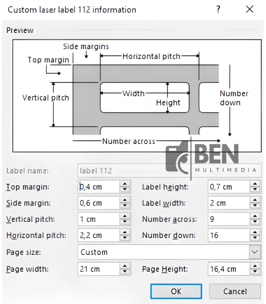 Pengaturan Ukuran Label 112 Word