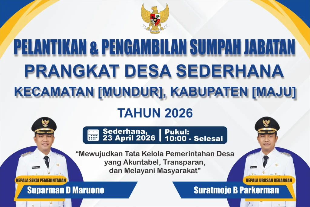 Contoh 1 - Banner Pelantikan Perangkat Desa