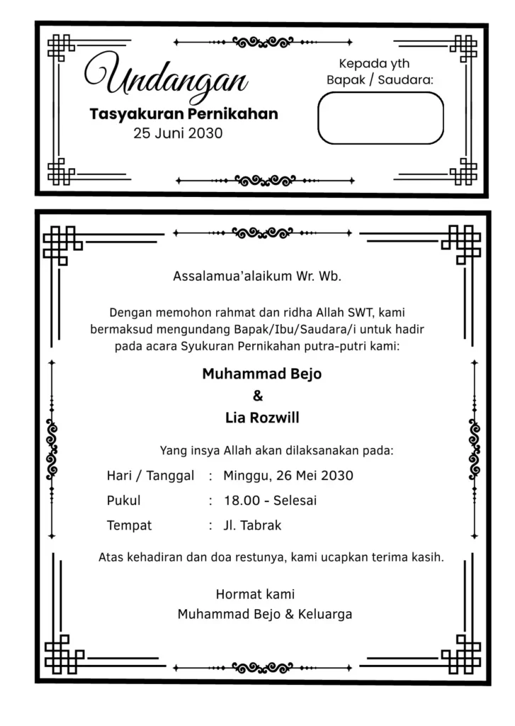undangan syukuran pernikahan doc