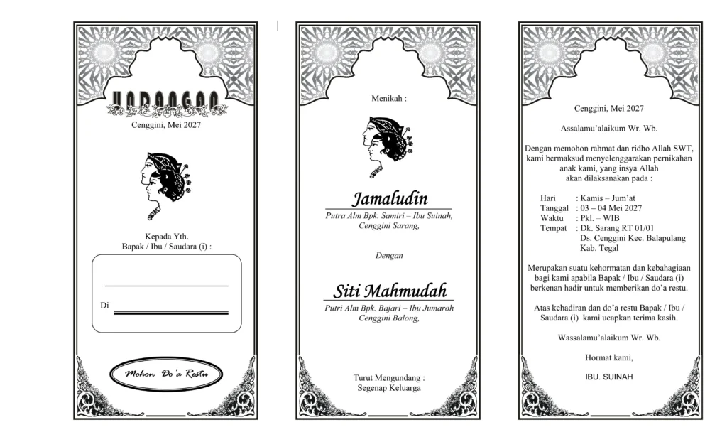 template undangan pernikahan word lipat 3