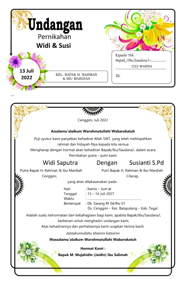 format undangan word